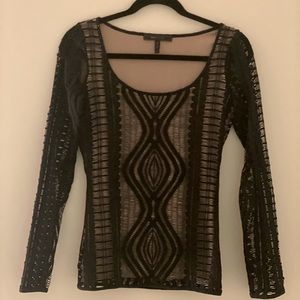 BCBGMaxazria Lace Sleeve Top